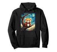 Adorable panda rouge tenant une tasse à thé avec illustration de nuit étoilée Sweat à Capuche