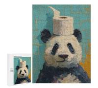 Adorable Panda with Toilet Paper Hat Puzzle 1000 Pièces Educa Jouet en Bois Cadeau Unique Décoration Intérieure Jeu Éducatif Challenge Toy Adultes Et Enfants À Partir De 14 Ans 500 PCS