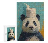 Adorable Panda with Toilet Paper Hat Puzzle 1000 Pièces Educa Jouet en Bois Cadeau Unique Décoration Intérieure Jeu Éducatif Challenge Toy Adultes Et Enfants À Partir De 14 Ans 300 PCS