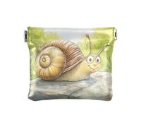 Adorable paon en cuir synthétique - Petite pièce de monnaie - Pratique - Organisateur de cartes et clés pour femmes et filles, Pierre d'escargot en mouvement lent, 1 size, Moderne