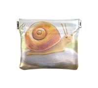 Adorable paon en cuir synthétique - Petite pièce de monnaie - Pratique - Organisateur de cartes et clés pour femmes et filles, Escargot joyeux sur un rocher, 1 size, Moderne