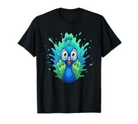 Adorable Paon Oiseau Dessin animé Enfants Animal Splash T-Shirt