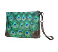 Adorable Paon Vert,Sacs à Main en Cuir PU pour Femmes, Pochette à Fermeture éclair, Portefeuille, Sac à Main avec dragonne