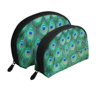 Adorable Paon Vert, Trousse de Maquillage Coquille Femme Petit Porte-Monnaie Trousse de Toilette Trousse à cosmétiques 2 pièces