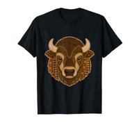 Adorable Patchwork Bison Rustique Automne Animal Quilt Art Graphic T-Shirt