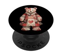Adorable Patchwork Ours en Peluche cœur pour Amoureux de la Courtepointe PopSockets PopGrip Adhésif