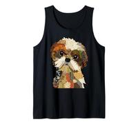 Adorable Patchwork Shih Tzu Dog Boho Collage Quilt Art Graphic Débardeur
