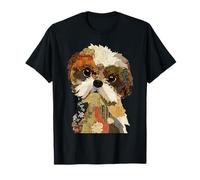 Adorable Patchwork Shih Tzu Dog Boho Collage Quilt Art Graphic T-Shirt