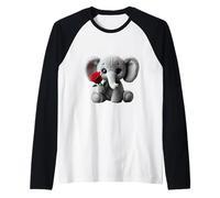 Adorable Peluche éléphant en Forme de Rose Rouge Mania Manche Raglan