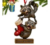 Adorable pendentif de Noël en forme de raton laveur | Décoration de vacances en résine pour arbre de Noël pour rebord de fenêtre, chambre à coucher, balcons, portes, mur, jardin, chemin de cour, charm
