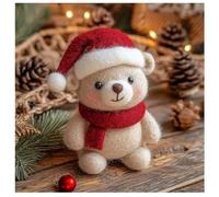 Adorable Père Noël feutré à l'aiguille, mini décoration de Noël en feutre de laine bonhomme en pain d'épices - Mini figurines de Père Noël en laine - Poupée de table festive fabriquée à la main