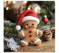 Adorable Père Noël feutré à l'aiguille, mini décoration de Noël en feutre de laine en forme de bonhomme en pain d'épices - Mini figurines de Père Noël en laine - Poupée de table festive fabriquée à la