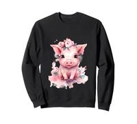 Adorable Petit Cochon Rose Aquarelle Floral de la Ferme Animal de la Ferme Oink Sweatshirt