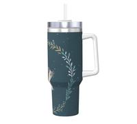 Adorable petit hérisson,Gobelet isotherme Ice Bully de 40 oz avec poignée, couvercle et paille, en acier inoxydable, pour voiture ou café.