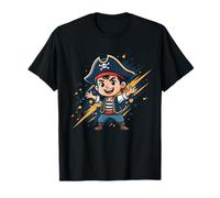 Adorable Petit Pirate garçon Dessin animé scène d'aventure T-Shirt