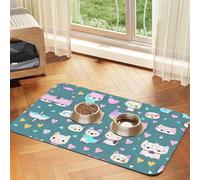 Adorable petit renard en cuir absorbant pour animal domestique tapis de gamelle pour chiens ou chats