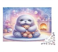 Adorable Phoque câlinant Un Ours Puzzles 1000 Pièces Papier recyclé pour Adultes Puzzle pour Adultes Impossible Difficile Stimulant Jeu éducatif pour la décompression 38x26cm/1000pcs