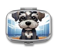Adorable pilulier Schnauzer - Joli pilulier - Organiseur de pilules pour médicaments - Pilulier quotidien - Petite boîte à pilules pour sac à main