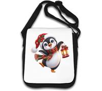 Adorable pingouin célèbre joyeusement la saison des fêtes de fin d'année, sac à bandoulière blanc