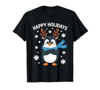 Adorable Pingouin de Noël Portant des Bois de Noël T-Shirt