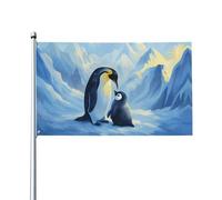 Adorable Pingouin Et Son Petit Garden Flag Décoratif Drapeau De Jardin Couleurs Vives Drapeaux Pour Cour Extérieur Maison Porche 90X150Cm