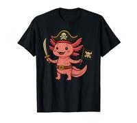 Adorable Pirate Axolotl Adventure avec Drapeau Jolly Roger T-Shirt