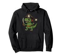 Adorable Pirate T-Rex Adventure avec Drapeau Jolly Roger Sweat à Capuche
