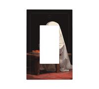 Adorable plaque murale pour interrupteur de lumière de fantôme mangeant une pizza, couvercle de plaque murale à bascule unique 1 gang décorateur de prise de courant pour la maison, la cuisine, la