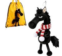 Adorable Plush Horse Keychain Charm,Soft Stuffed Animal for Backpack Purse Keys,Gift for Girls Women Horse Lovers,Valentine Christmas Birthday Stocking Stuffer (Black Scarf)