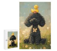 Adorable Poodle with Rubber Duck - Jeu D’Assemblage en Bois, 1000 PCS, Cadeau du Nouvel an, pour Jouer Seul Ou À Plusieurs