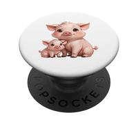 Adorable porcelet et mère Cochon Animal Dessin animé PopSockets PopGrip Adhésif