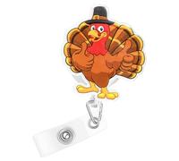 Adorable porte-badge d'infirmière en forme de dinde rétractable avec pince crocodile - Accessoires pour infirmières, enseignants, médecins, cadeaux de travail