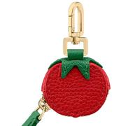 Adorable porte-clés de poche en forme de fruit | Motifs pêche, myrtille et cerise | Mini portefeuille pour femme, filles Airtag, A6, 1.0*1.0*1.0