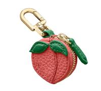 Adorable porte-clés de poche en forme de fruit | Motifs pêche, myrtille et cerise | Mini portefeuille pour femme, filles Airtag, A5, 1.0*1.0*1.0