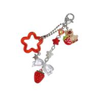 Adorable porte-clés en acrylique avec motif de pêche/fraise, léger et élégant, pour femmes et filles, porte-clés anime pour l'école, Rouge, taille unique