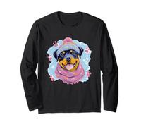 Adorable Portrait d'hiver Rottweiler pour Amoureux des Chiens Manche Longue