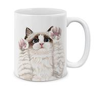 Adorable Poupée Chat Bicolore Chocolat, Pattes Levées Tasses Pratiques Tasse À Café Porcelaine Tasse 330Ml Pour Petit Déjeuner Homme Lait