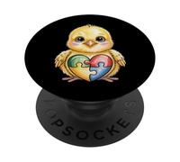 Adorable Poussin Puzzle de Sensibilisation à l'Autisme en Forme de cœur PopSockets PopGrip Adhésif