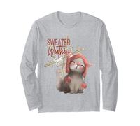 Adorable Pull Chat météo Bonnet Flocon de Neige Hiver Manche Longue