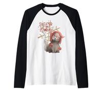 Adorable Pull Chat météo Bonnet Flocon de Neige Hiver Manche Raglan