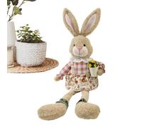 Adorable Rabbit Toy, Vintage Bunny Figure, Easter Plush Doll with Extended Legs, Decorative Shelf Ornament, Interior Accessories with Seasonal Appeal, Display Accent for Apartment Office Party