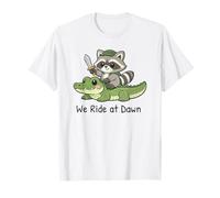 Adorable Raton Laveur équitation Alligator Adventure We Ride at Dawn T-Shirt