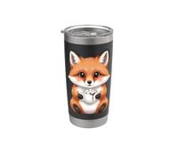 Adorable renard buvant du chocolat chaud avec des guimauves Gobelet isotherme en acier inoxydable double paroi