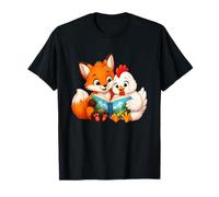 Adorable Renard et Poulet lisant Une scène d'histoire T-Shirt