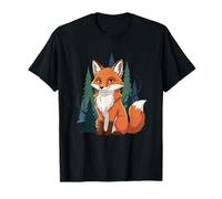 Adorable Renard Rouge dans Une scène enchantée de forêt de pins T-Shirt