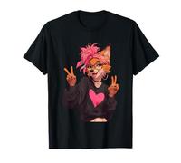 Adorable Renard Style Dessin animé Personnage Graphique ludique Pointu T-Shirt