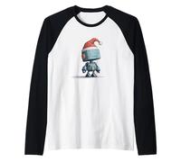 Adorable Robot de Noël avec Chapeau de Père Noël pour garçons et Filles Manche Raglan
