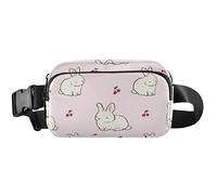 Adorable sac banane pour femme - Sac banane étanche - Motif lapins roses - 20,3 x 13,5 x 5,8 cm - Adorable lapin rose - 20,3 x 13,5 x 5,8 cm, Adorables lapins roses, 8 x 5.3 x 2.3 inch, Drôle et