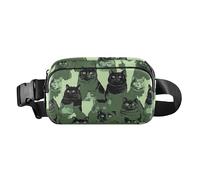 Adorable sac banane tendance pour homme et femme - Grande capacité - Avec sangle réglable - Pour entraînement, course à pied, randonnée - Crème, Sweet British Shorthair Cats Vert, 1 size