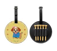 Adorable sac de rangement pour tees de golf imprimé en forme de chien de dessin animé, design portable, facile à organiser, noir, One Size